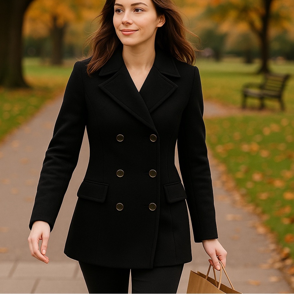 Robert Phillipe New York Quilted Wool-Blend Coat | Double-Breasted | Size M
